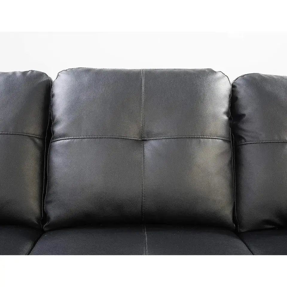 6 Seat L-Shaped Sofa & Ottoman Faux Leather, upholstered - HomeTrendsShop