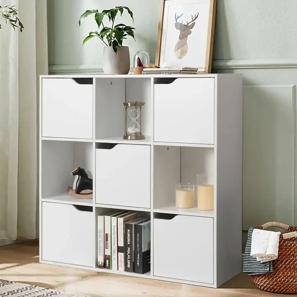 9 Cube Bookcase with 5 Cabinets 