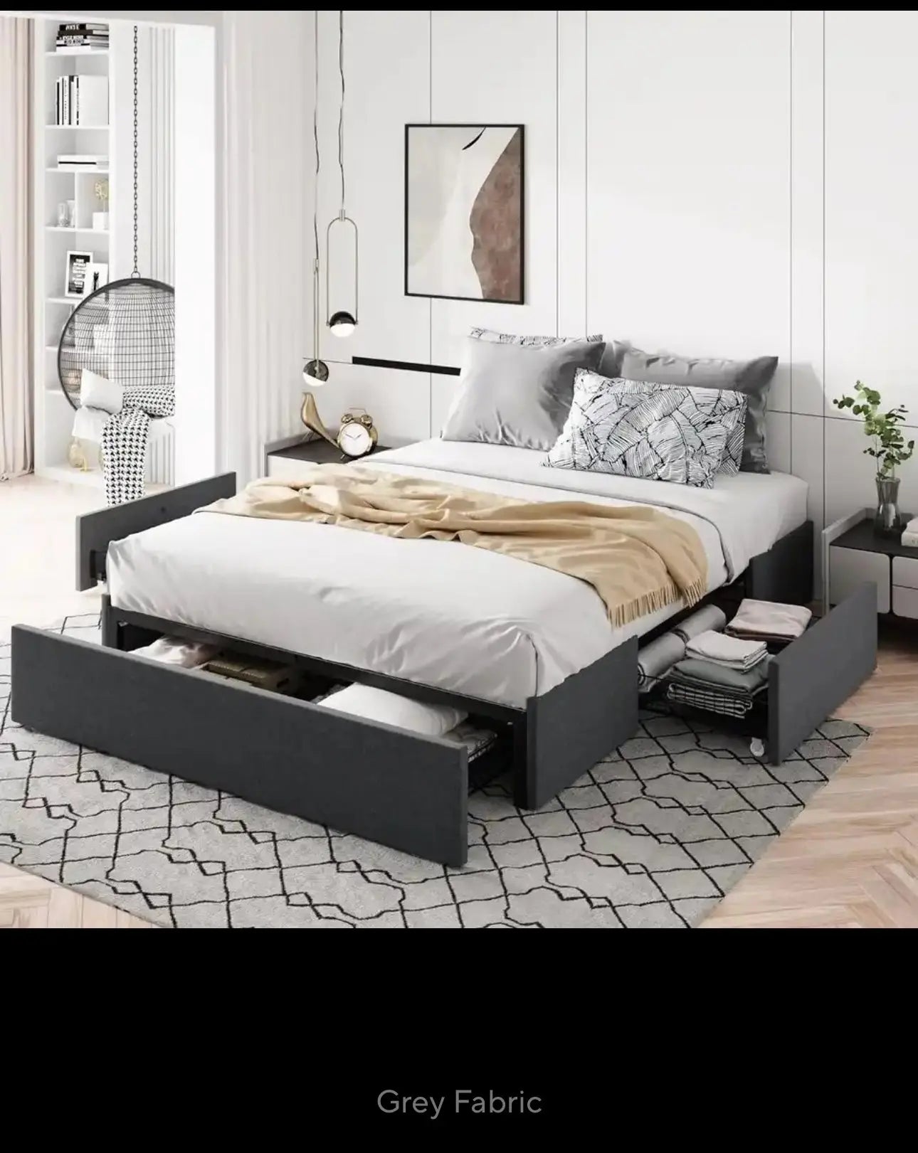 Bed Frame with 3 Storage Drawers - HomeTrendsShop