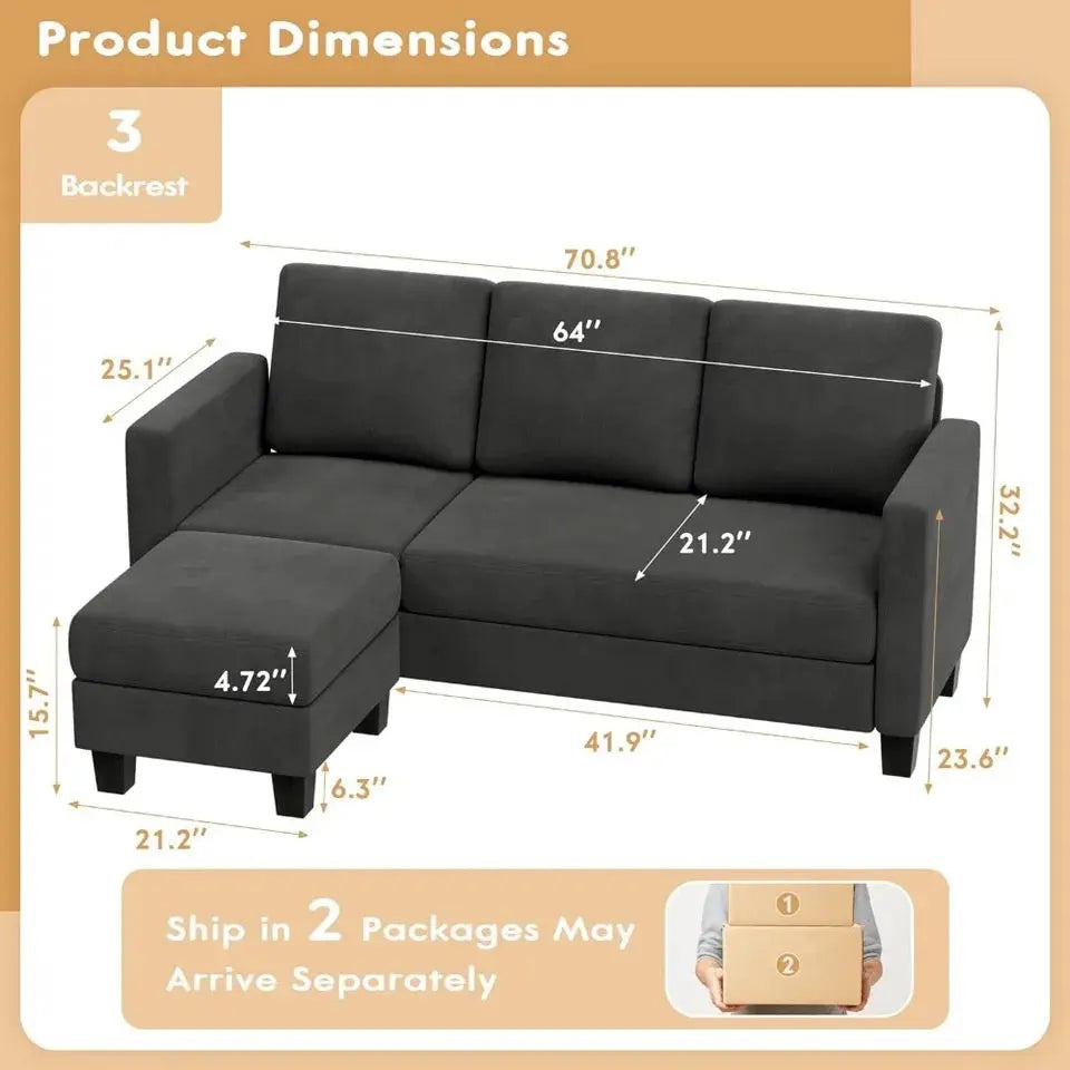 Sofa 3-seat “L-shaped” Sectional - HomeTrendsShop